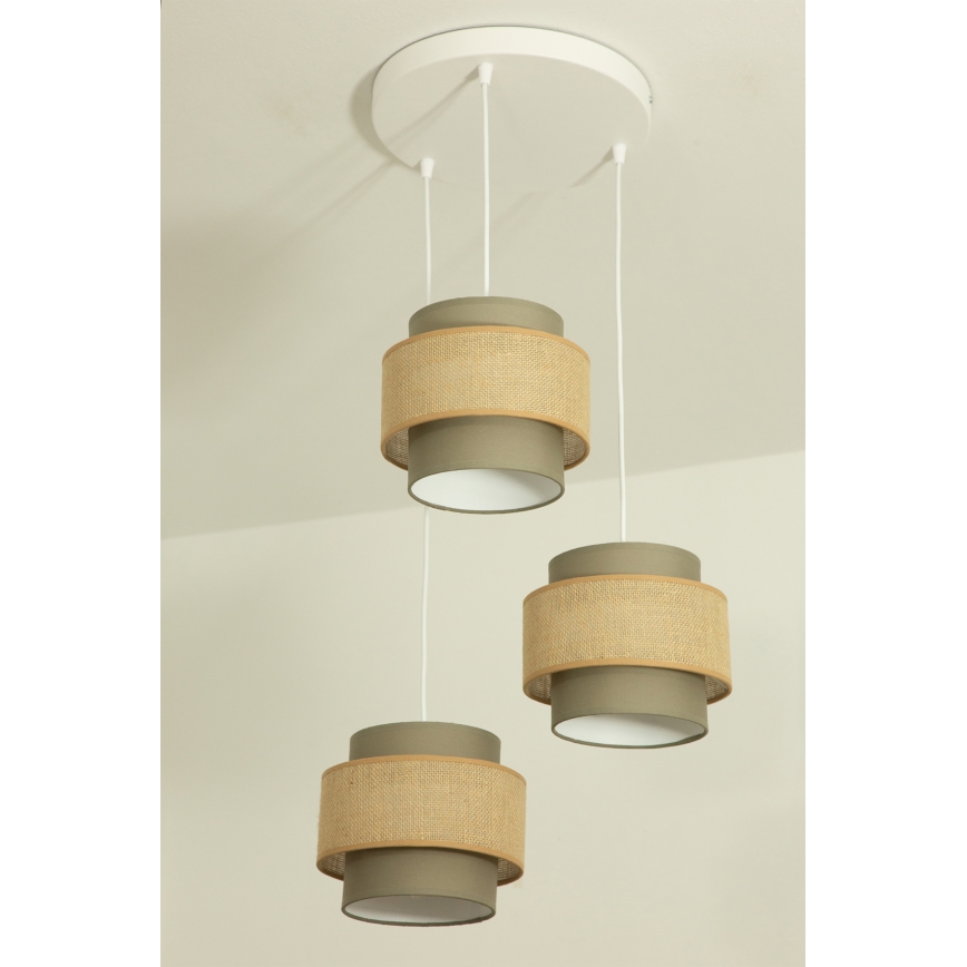 Brilagi - Lampadario sospeso con cavo RESNA 3xE27/60W/230V Ø 45 cm marrone/beige