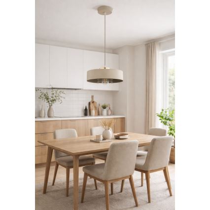 Brilagi - Lampadario sospeso con cavo SPRING 1xE27/60W/230V Ø 30 cm beige/oro