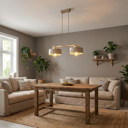 Brilagi - Lampadario sospeso con cavo SPRING 2xE27/60W/230V beige/oro