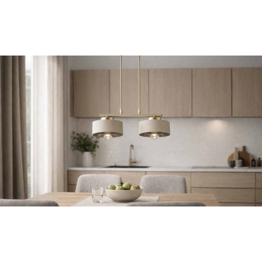 Brilagi - Lampadario sospeso con cavo SPRING 2xE27/60W/230V beige/oro