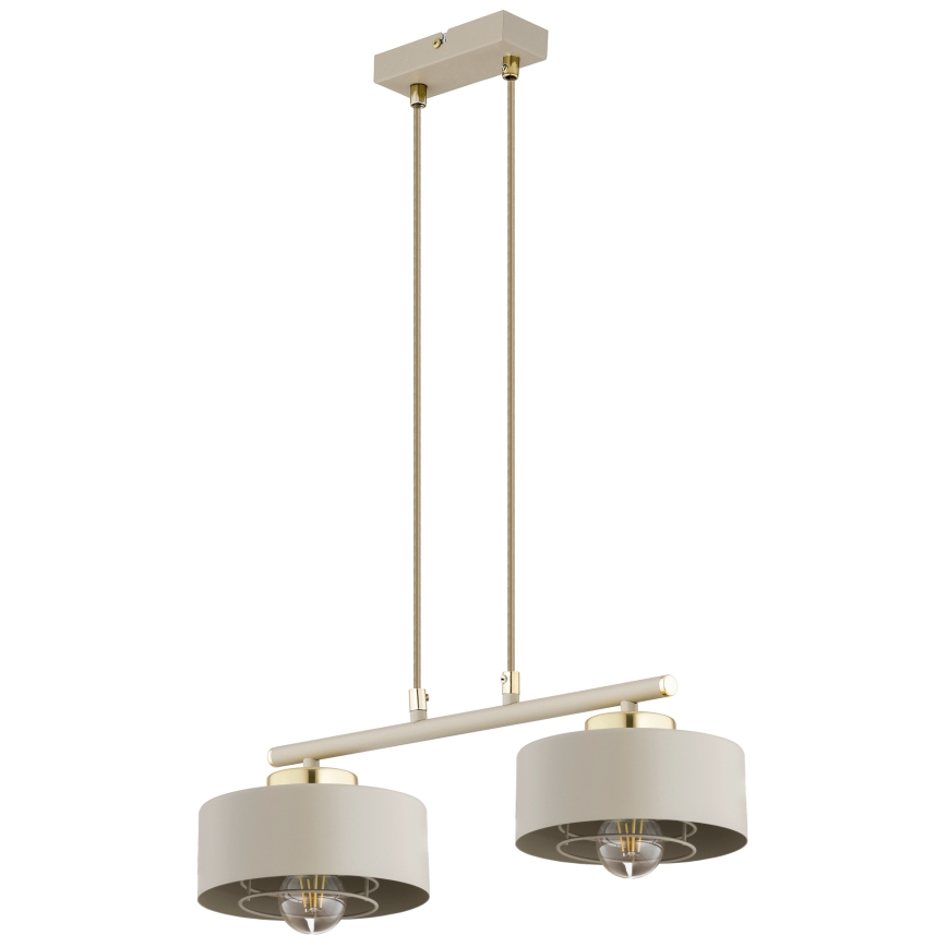 Brilagi - Lampadario sospeso con cavo SPRING 2xE27/60W/230V beige/oro