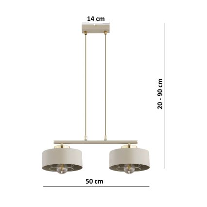 Brilagi - Lampadario sospeso con cavo SPRING 2xE27/60W/230V beige/oro