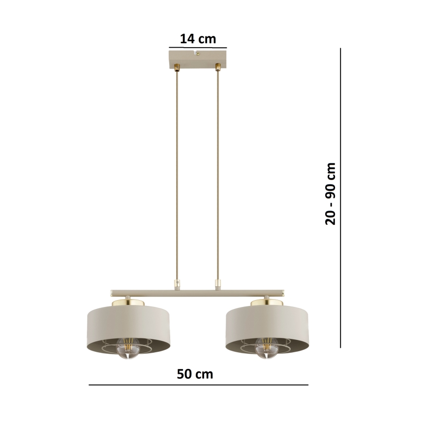 Brilagi - Lampadario sospeso con cavo SPRING 2xE27/60W/230V beige/oro