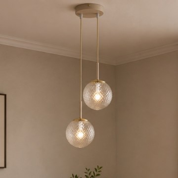 Brilagi - Lampadario sospeso con cavo STELLA 2xE27/60W/230V beige/oro