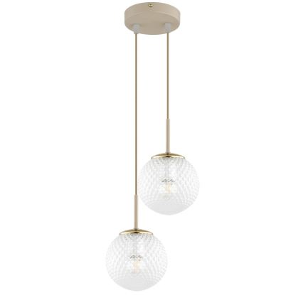 Brilagi - Lampadario sospeso con cavo STELLA 2xE27/60W/230V beige/oro