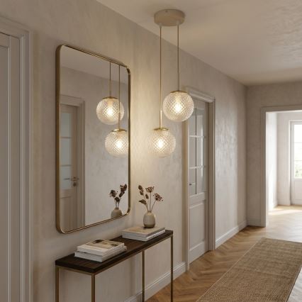 Brilagi - Lampadario sospeso con cavo STELLA 2xE27/60W/230V beige/oro