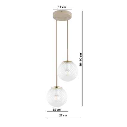 Brilagi - Lampadario sospeso con cavo STELLA 2xE27/60W/230V beige/oro