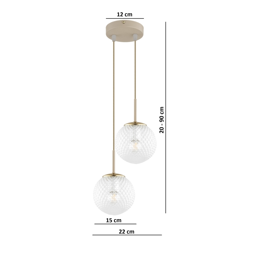 Brilagi - Lampadario sospeso con cavo STELLA 2xE27/60W/230V beige/oro