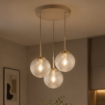 Brilagi - Lampadario sospeso con cavo STELLA 3xE27/60W/230V beige/oro