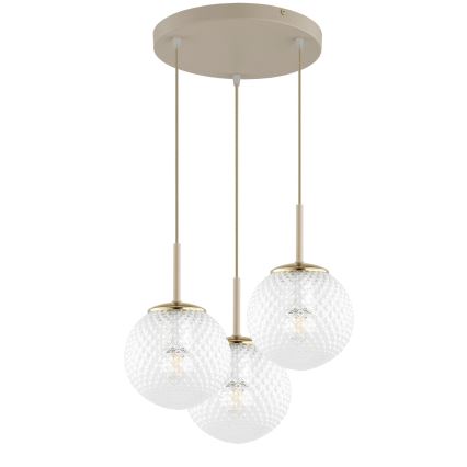 Brilagi - Lampadario sospeso con cavo STELLA 3xE27/60W/230V beige/oro