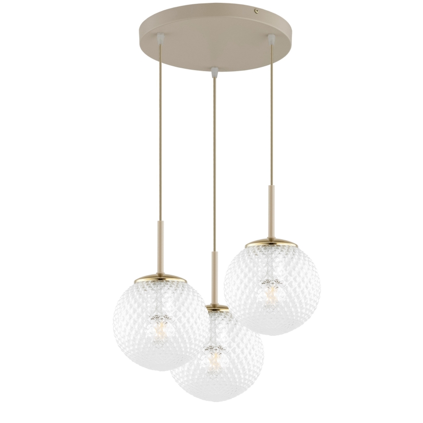 Brilagi - Lampadario sospeso con cavo STELLA 3xE27/60W/230V beige/oro