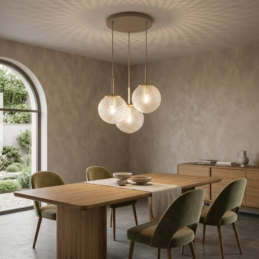 Brilagi - Lampadario sospeso con cavo STELLA 3xE27/60W/230V beige/oro