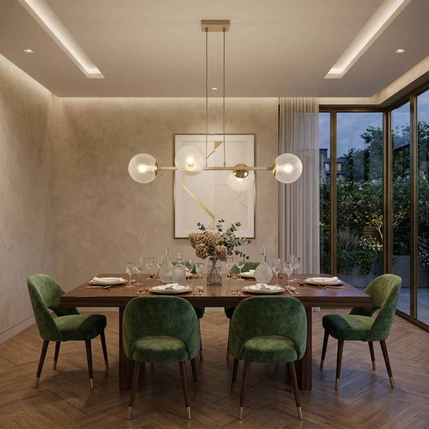 Brilagi - Lampadario sospeso con cavo STELLA 4xE27/60W/230V beige/oro