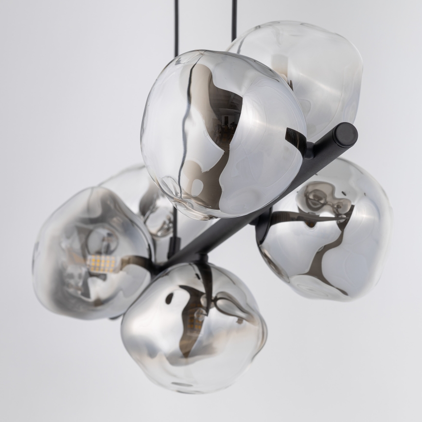 Brilagi - Lampadario sospeso con cavo VULCANO 7xG9/8W/230V nero/nero fumé