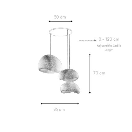 Brilagi - Lampadario sospeso con cavo WABI SABI 3xE27/40W/230V Ø 76 cm bianco