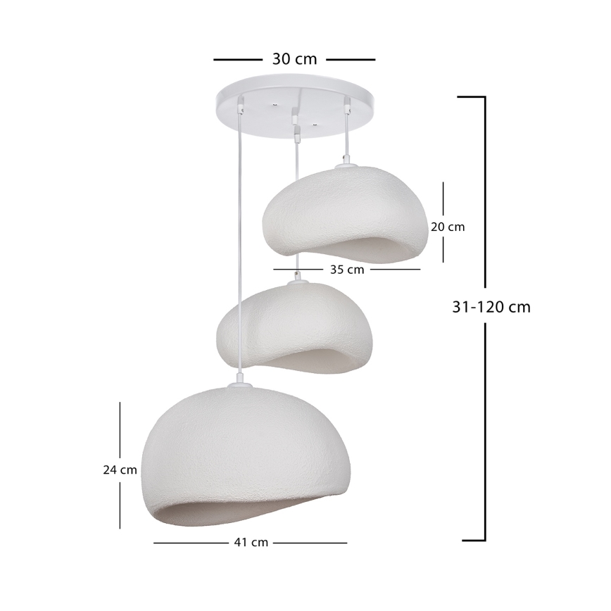 Brilagi - Lampadario sospeso con cavo WABI SABI 3xE27/40W/230V Ø 76 cm bianco