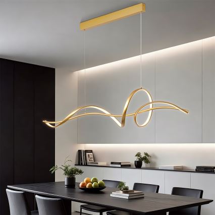 Brilagi - Lampadario LED dimmerabile a sospensione su cavo SIGNATURE LED/55W/230V 3000-6000K 120x23 cm oro + telecomando