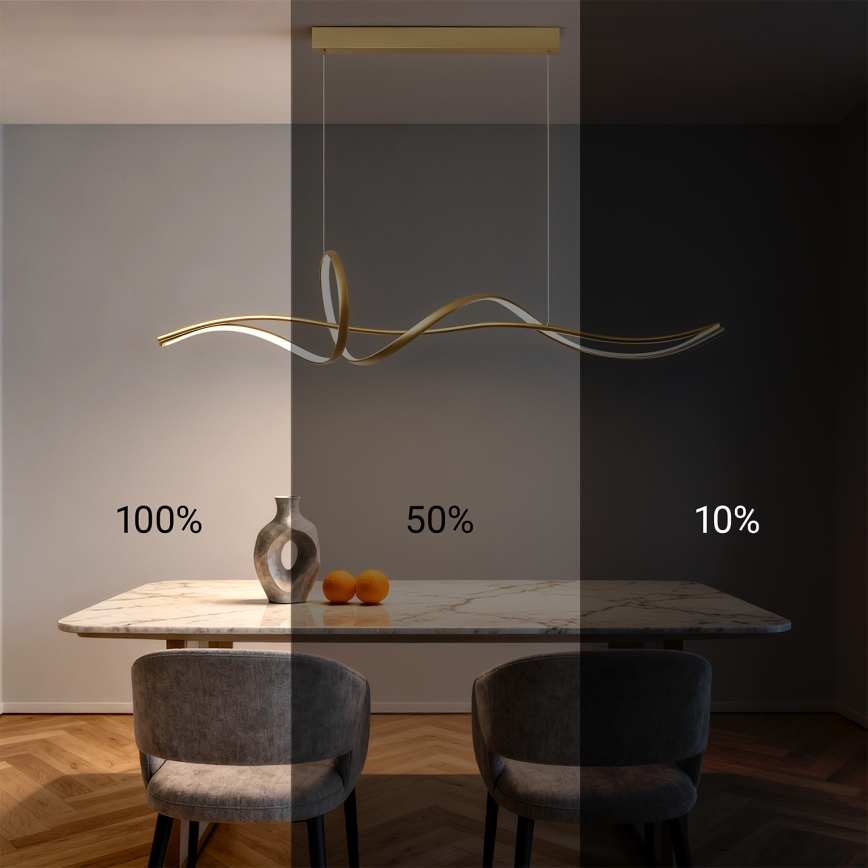Brilagi - Lampadario LED dimmerabile a sospensione su cavo SIGNATURE LED/55W/230V 3000-6000K 120x23 cm oro + telecomando