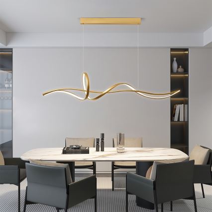 Brilagi - Lampadario LED dimmerabile a sospensione su cavo SIGNATURE LED/55W/230V 3000-6000K 120x23 cm oro + telecomando