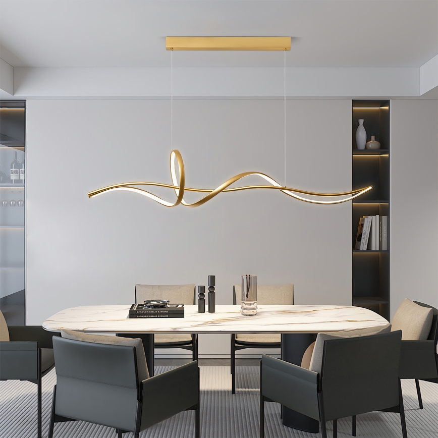 Brilagi - Lampadario LED dimmerabile a sospensione su cavo SIGNATURE LED/55W/230V 3000-6000K 120x23 cm oro + telecomando