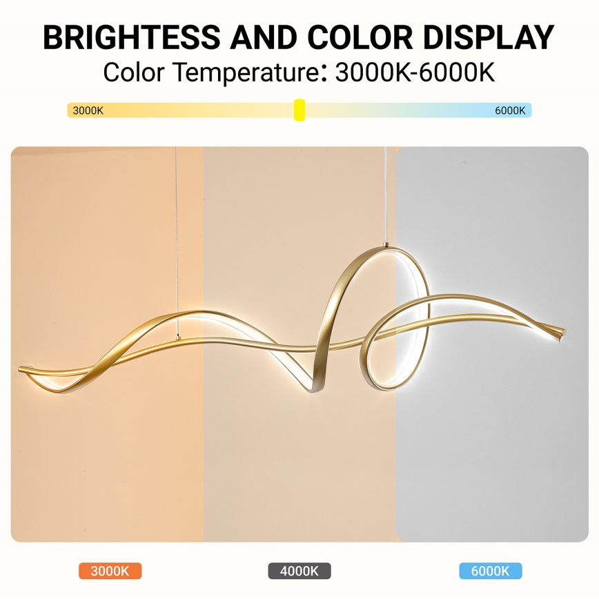 Brilagi - Lampadario LED dimmerabile a sospensione su cavo SIGNATURE LED/55W/230V 3000-6000K 120x23 cm oro + telecomando