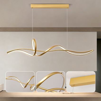 Brilagi - Lampadario LED dimmerabile a sospensione su cavo SIGNATURE LED/55W/230V 3000-6000K 120x23 cm oro + telecomando