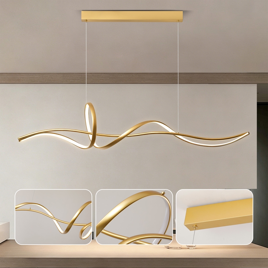Brilagi - Lampadario LED dimmerabile a sospensione su cavo SIGNATURE LED/55W/230V 3000-6000K 120x23 cm oro + telecomando