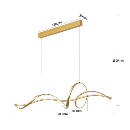 Brilagi - Lampadario LED dimmerabile a sospensione su cavo SIGNATURE LED/55W/230V 3000-6000K 120x23 cm oro + telecomando