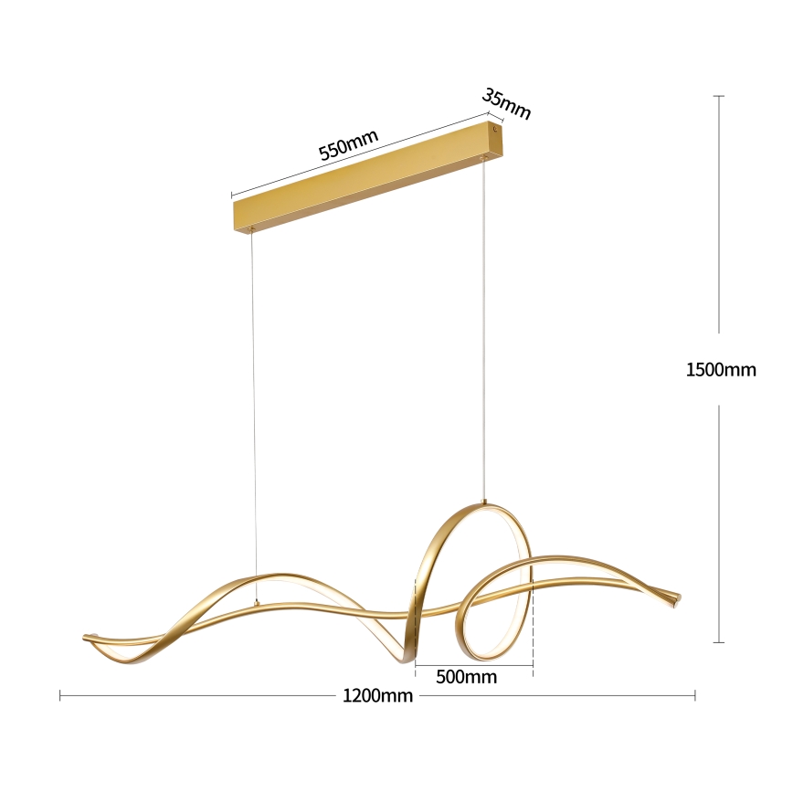 Brilagi - Lampadario LED dimmerabile a sospensione su cavo SIGNATURE LED/55W/230V 3000-6000K 120x23 cm oro + telecomando