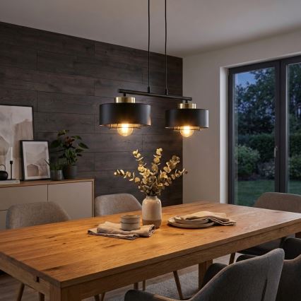 Brilagi - Lampadario sospeso su cavo 2xE27/60W/230V nero/oro