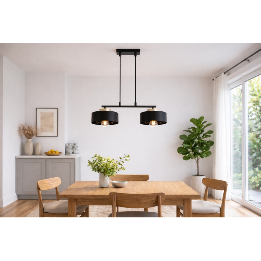 Brilagi - Lampadario sospeso su cavo 2xE27/60W/230V nero/oro