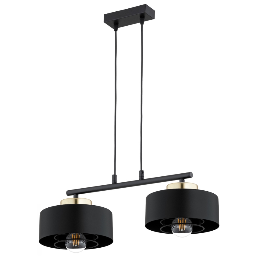 Brilagi - Lampadario sospeso su cavo 2xE27/60W/230V nero/oro