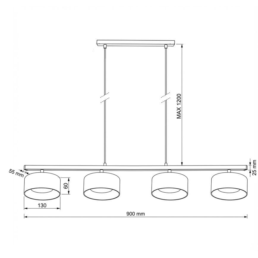 Brilagi - Lampadario sospeso su cavo AURA LUX 4xGX53/30W/230V nero/fumé