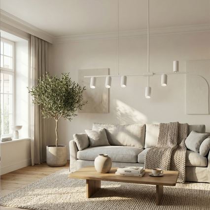 Brilagi - Lampadario sospeso su cavo CRANE 6xGU10/30W/230V bianco