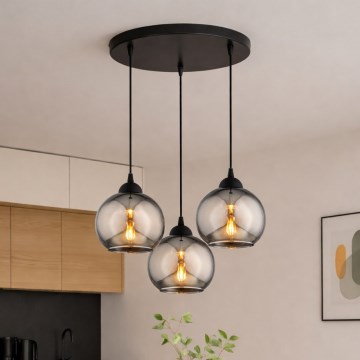 Brilagi - Lampadario sospeso su cavo DIOR 3xE27/60W/230V nero/grigio fumo