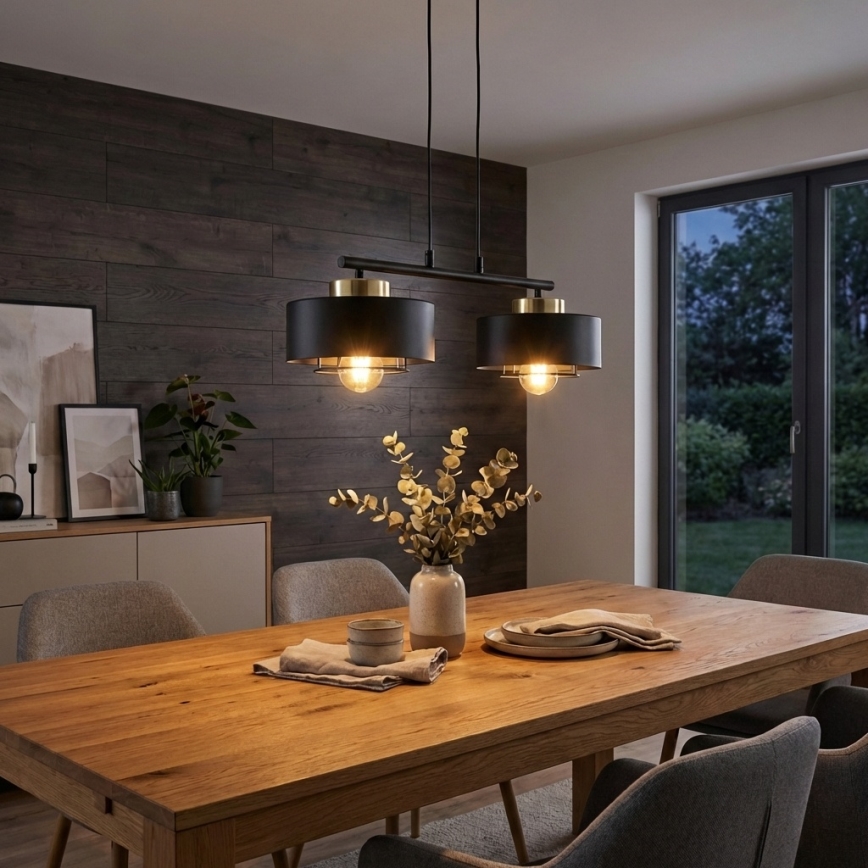 Brilagi - Lampadario sospeso su cavo SPRING 2xE27/60W/230V nero/oro