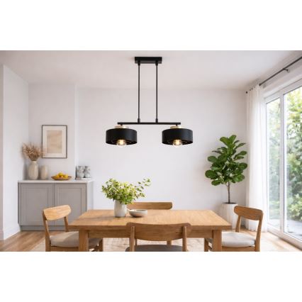 Brilagi - Lampadario sospeso su cavo SPRING 2xE27/60W/230V nero/oro