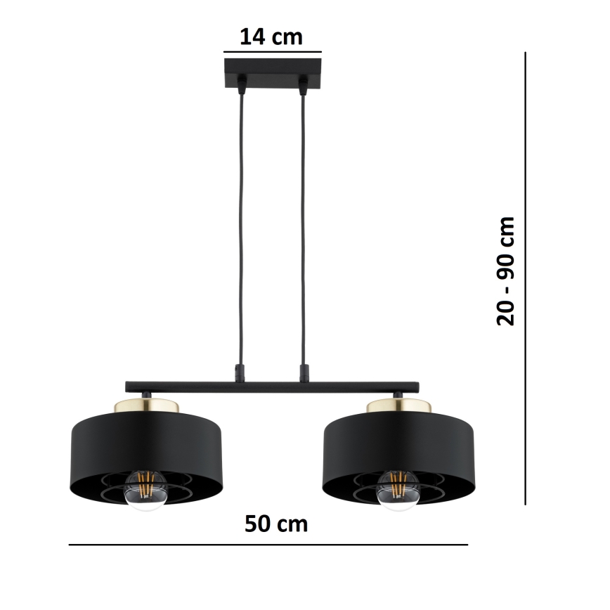 Brilagi - Lampadario sospeso su cavo SPRING 2xE27/60W/230V nero/oro