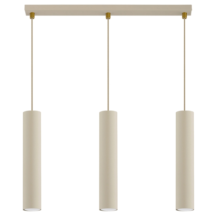 Brilagi - Lampadario sospeso su cavo TUBE 3xGU10/15W/230V beige/oro
