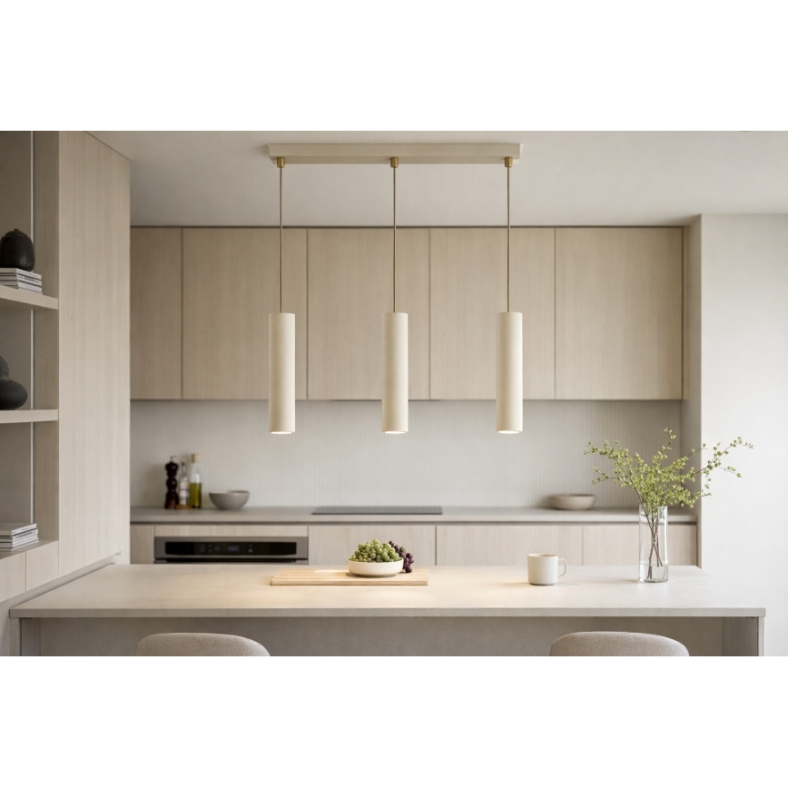 Brilagi - Lampadario sospeso su cavo TUBE 3xGU10/15W/230V beige/oro