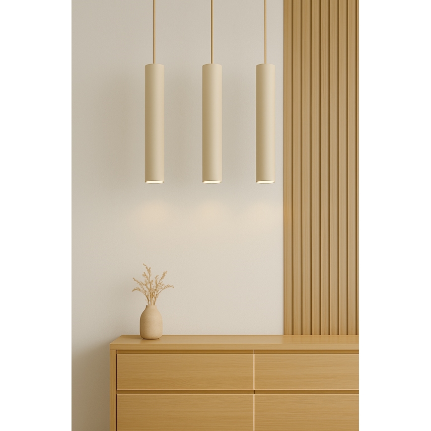 Brilagi - Lampadario sospeso su cavo TUBE 3xGU10/15W/230V beige/oro