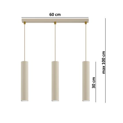 Brilagi - Lampadario sospeso su cavo TUBE 3xGU10/15W/230V beige/oro