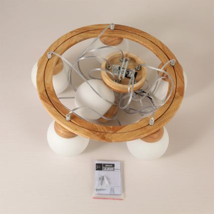 Brilagi - Lampadario sospeso su cavo VISBY WOOD 6xE27/60W/230V Ø 58 cm, in legno