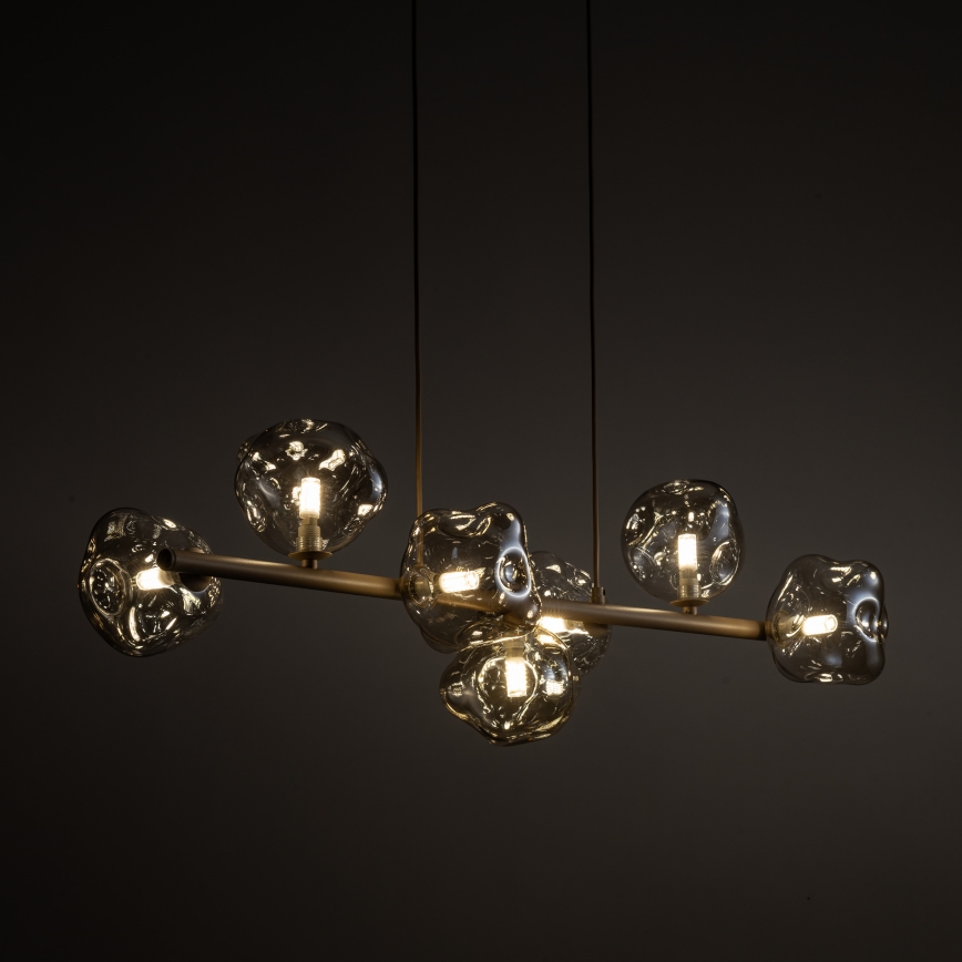 Brilagi - Lampadario sospeso su cavo VULCANO 7xG9/8W/230V beige/fumé beige