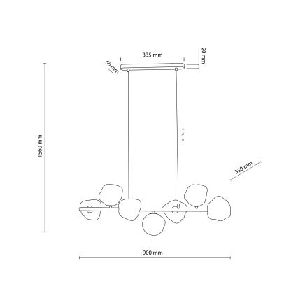 Brilagi - Lampadario sospeso su cavo VULCANO 7xG9/8W/230V beige/fumé beige
