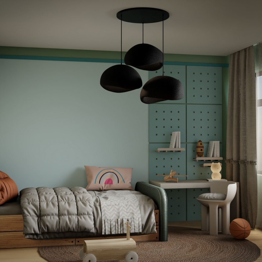 Brilagi - Lampadario sospeso su cavo WABI SABI 3xE27/40W/230V Ø 60 cm nero
