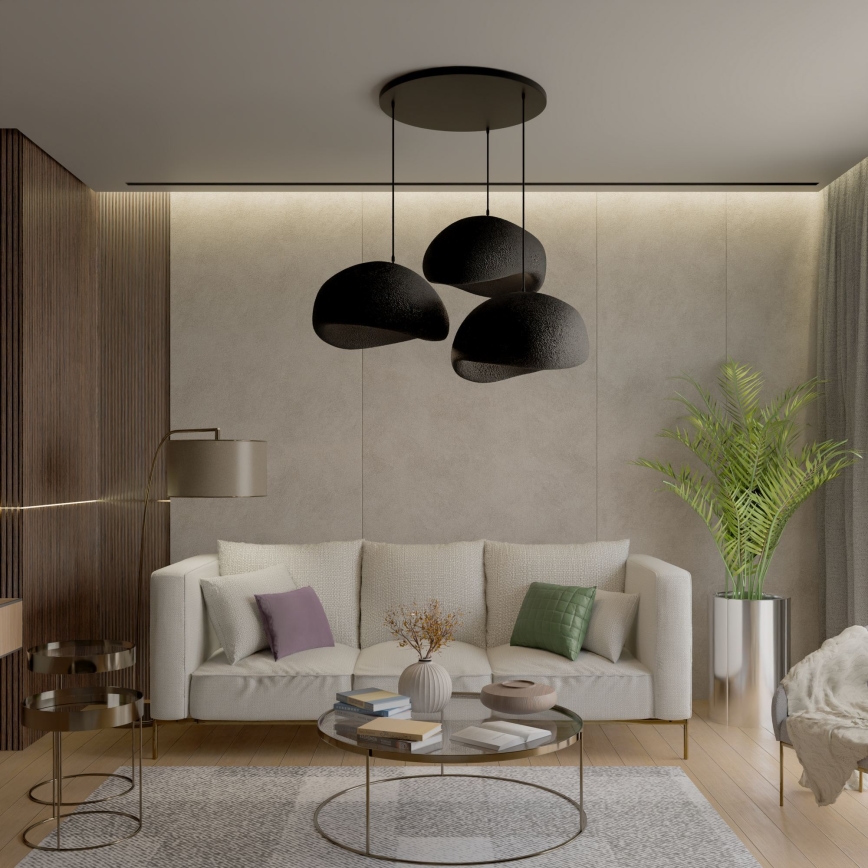 Brilagi - Lampadario sospeso su cavo WABI SABI 3xE27/40W/230V Ø 60 cm nero