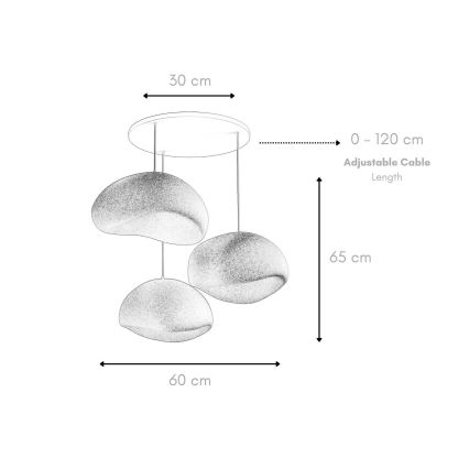 Brilagi - Lampadario sospeso su cavo WABI SABI 3xE27/40W/230V Ø 60 cm nero