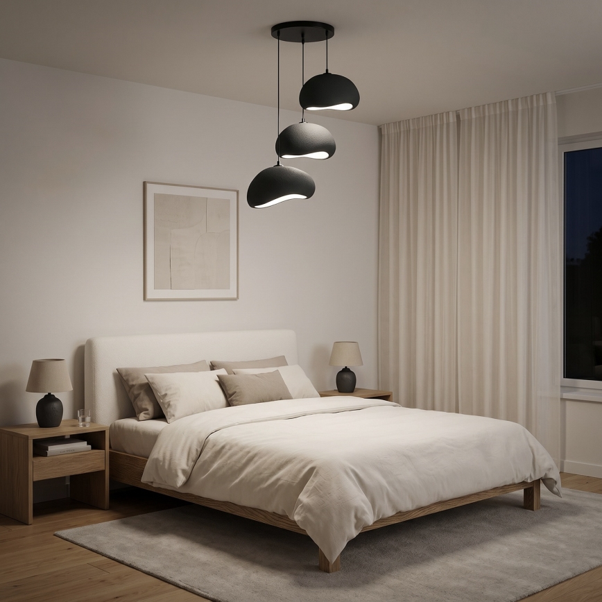 Brilagi - Lampadario sospeso su cavo WABI SABI 3xE27/40W/230V Ø 60 cm nero