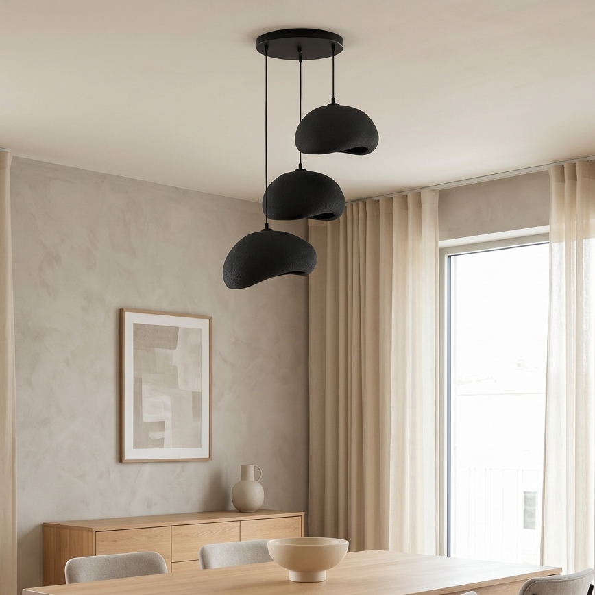 Brilagi - Lampadario sospeso su cavo WABI SABI 3xE27/40W/230V Ø 60 cm nero